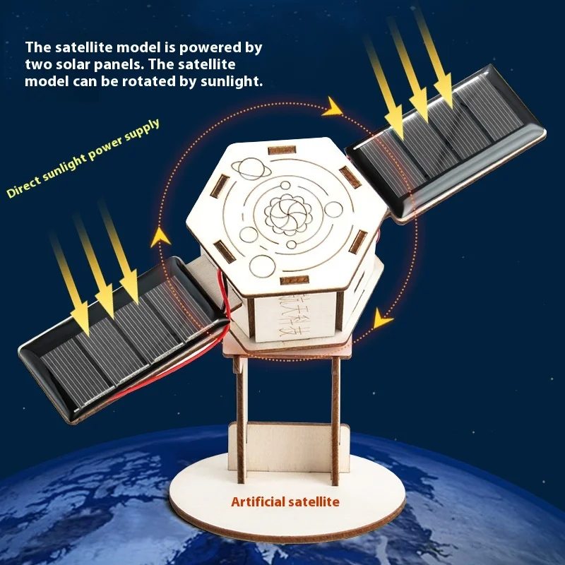 DIY Solar Satellite Artificial Assembly Kid Student Science Education Scientific Training Experimental Equipment Steam Toys thumbnail 2
