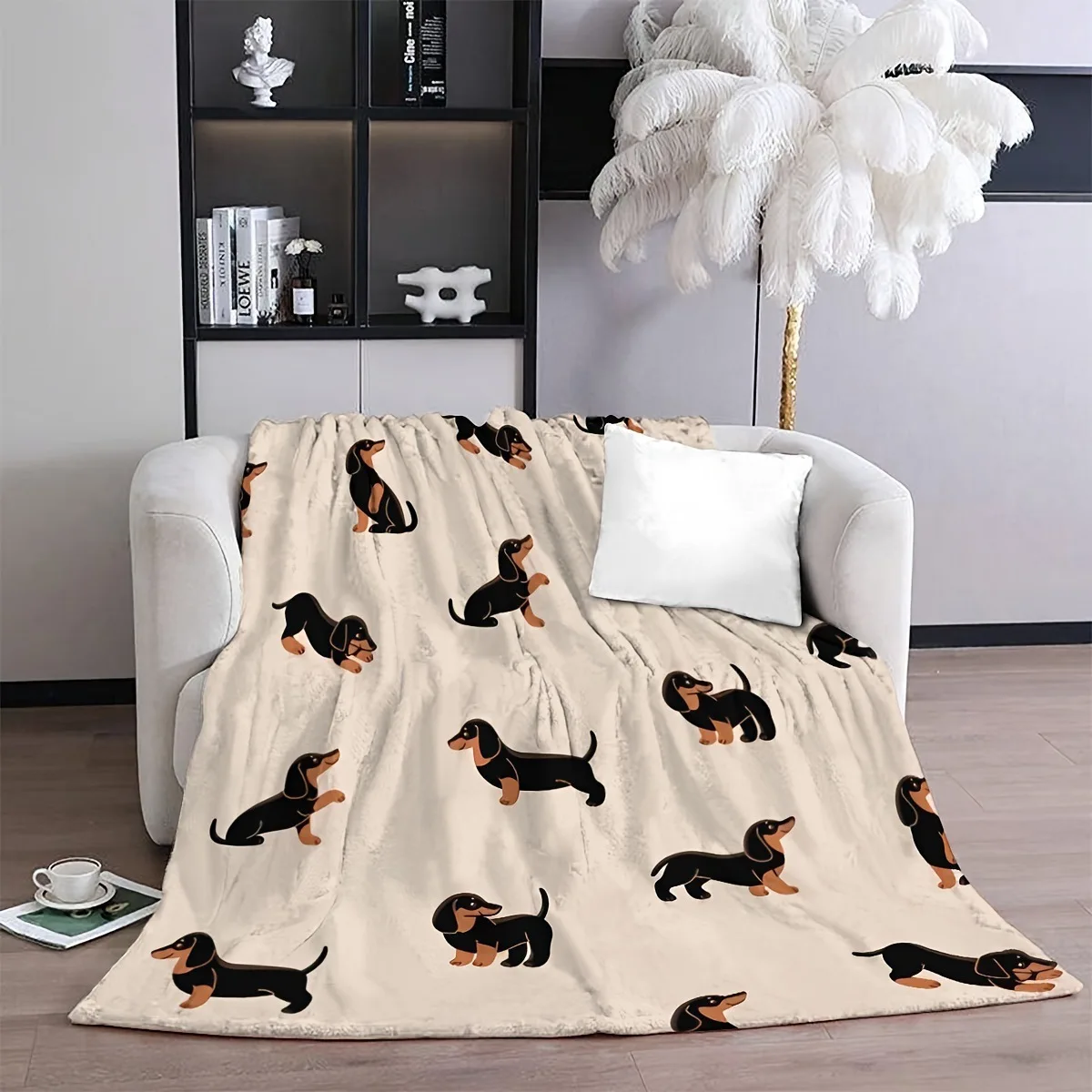 VIKAMA Cute Dachshund Blanket, Soft And Skin-Friendly Flannel Cartoon Printed Blanket, Sofa, Bedroom, Dormitory, Nap Blanket thumbnail 2