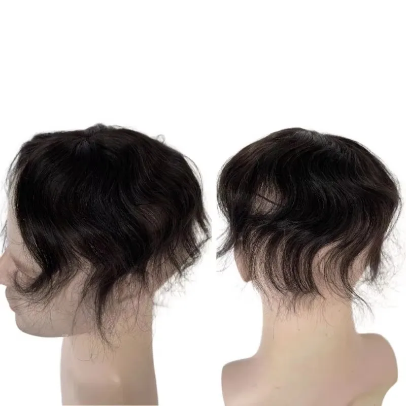 Thin Skin PU Bald Spot European Hair Patches Toupee for Men Dia. 8cm Hair Piece Glue On Hair Replacement System thumbnail 3
