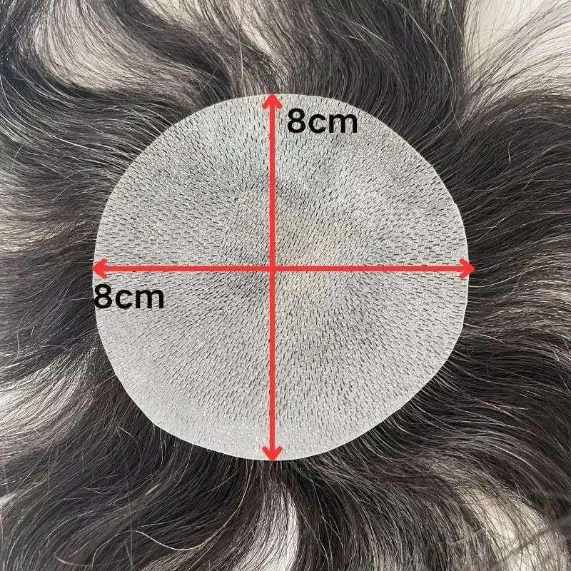 Thin Skin PU Bald Spot European Hair Patches Toupee for Men Dia. 8cm Hair Piece Glue On Hair Replacement System thumbnail 5