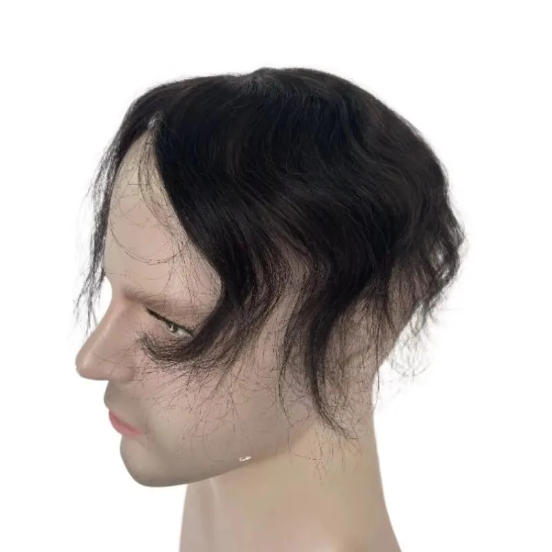 Thin Skin PU Bald Spot European Hair Patches Toupee for Men Dia. 8cm Hair Piece Glue On Hair Replacement System thumbnail 2