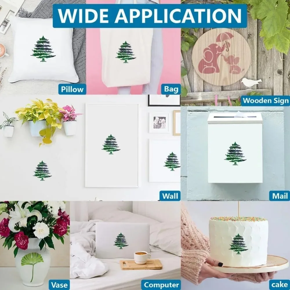 16pcs Pine Tree Stencil 6x6inch Forest Tall Fir Pine Template with Paint Brush Reusable Christmas Trees Stencils Wall Art Tree thumbnail 6