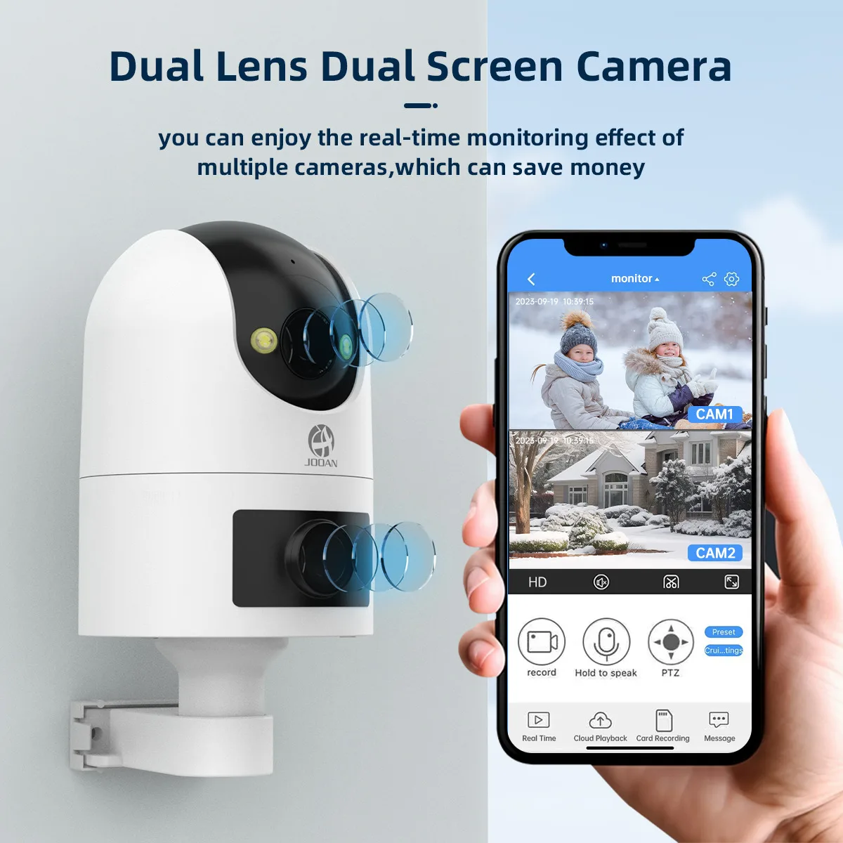 Jooan 4K 8MP Dual Lens Dual Screen IP Camera Wifi Outdoor PTZ Camera AI Auto Tracking CCTV camera Audio Video Surveillance thumbnail 3