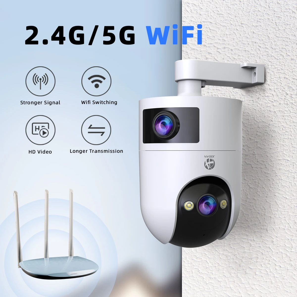 Jooan 4K 8MP Dual Lens Dual Screen IP Camera Wifi Outdoor PTZ Camera AI Auto Tracking CCTV camera Audio Video Surveillance thumbnail 2