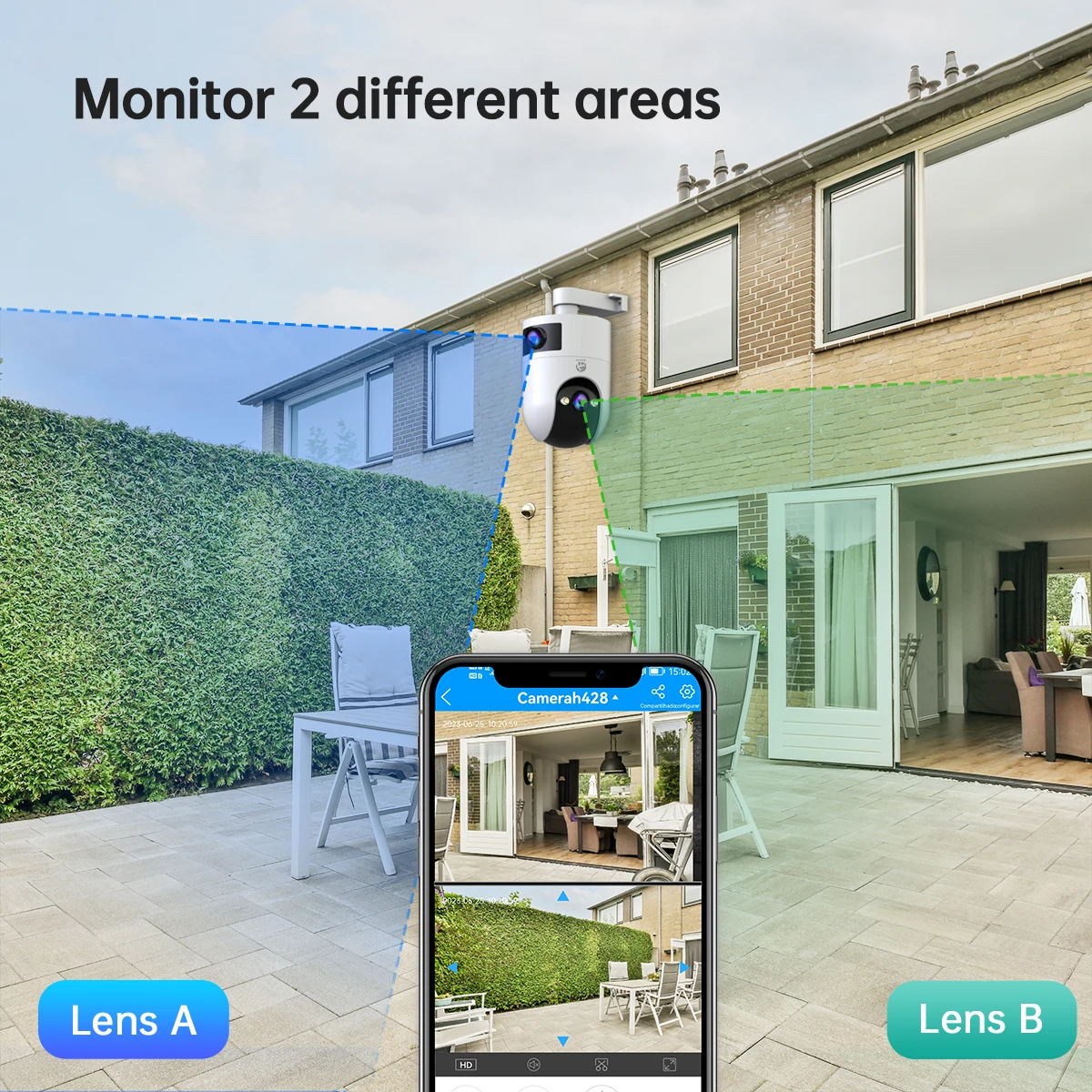 Jooan 4K 8MP Dual Lens Dual Screen IP Camera Wifi Outdoor PTZ Camera AI Auto Tracking CCTV camera Audio Video Surveillance thumbnail 4