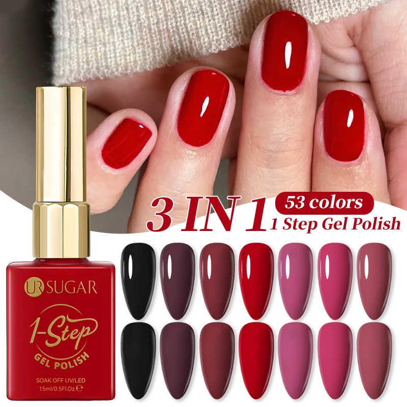 UR SUGAR 15ml 1 Step Gel Polish 3 IN 1 Gel Red Color Soak Off LED UV Gel Nail Varnishes No Need Base Top Gel Nail Art Manicure thumbnail 2