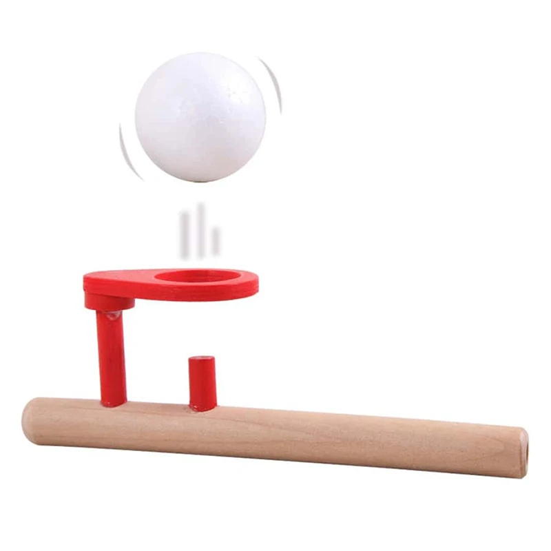 Wooden Balance Blowing Toys Blowing Pipe Whistles Balls Toys Floating Blow Pipe Balls Game Balanced Scientific Experiments TMZ thumbnail 5