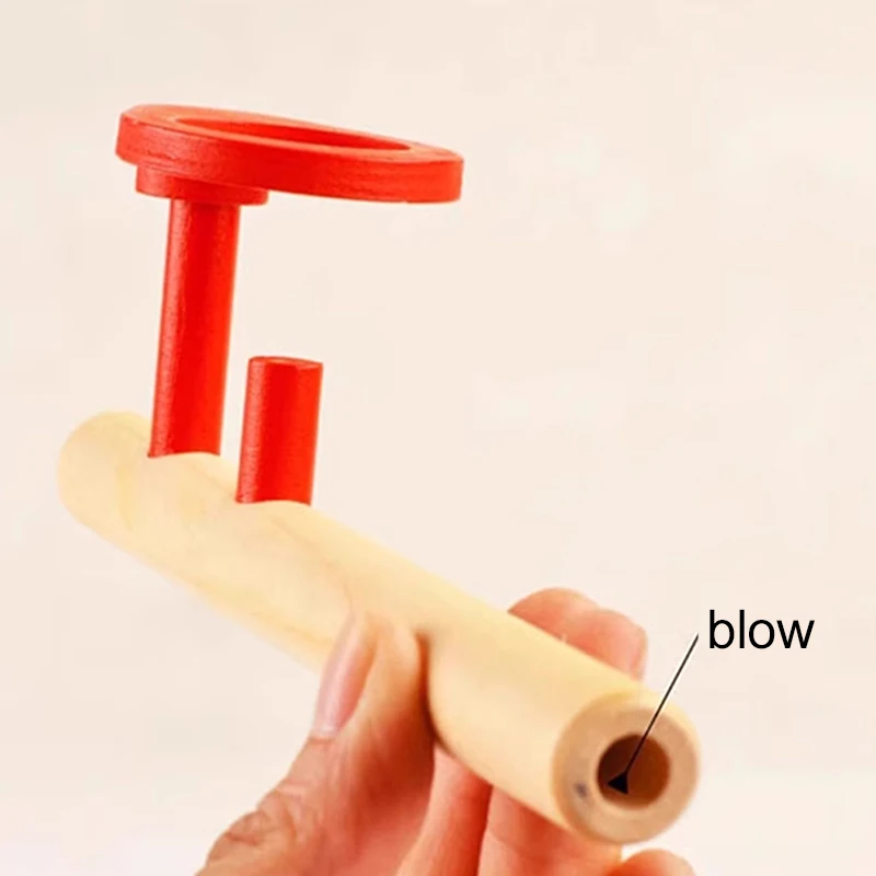 Wooden Balance Blowing Toys Blowing Pipe Whistles Balls Toys Floating Blow Pipe Balls Game Balanced Scientific Experiments TMZ thumbnail 4