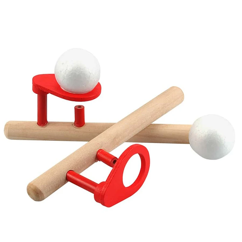 Wooden Balance Blowing Toys Blowing Pipe Whistles Balls Toys Floating Blow Pipe Balls Game Balanced Scientific Experiments TMZ thumbnail 3
