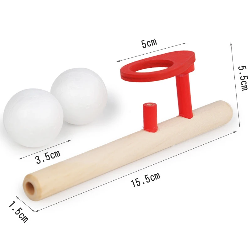 Wooden Balance Blowing Toys Blowing Pipe Whistles Balls Toys Floating Blow Pipe Balls Game Balanced Scientific Experiments TMZ thumbnail 6