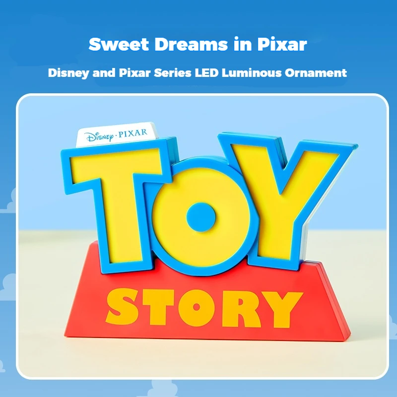 New Disney Toy Story 3d Logo Night Light Led Luminous Ornament Desktop Decoration Character Model Cartoon Party Birthday Gift thumbnail 3