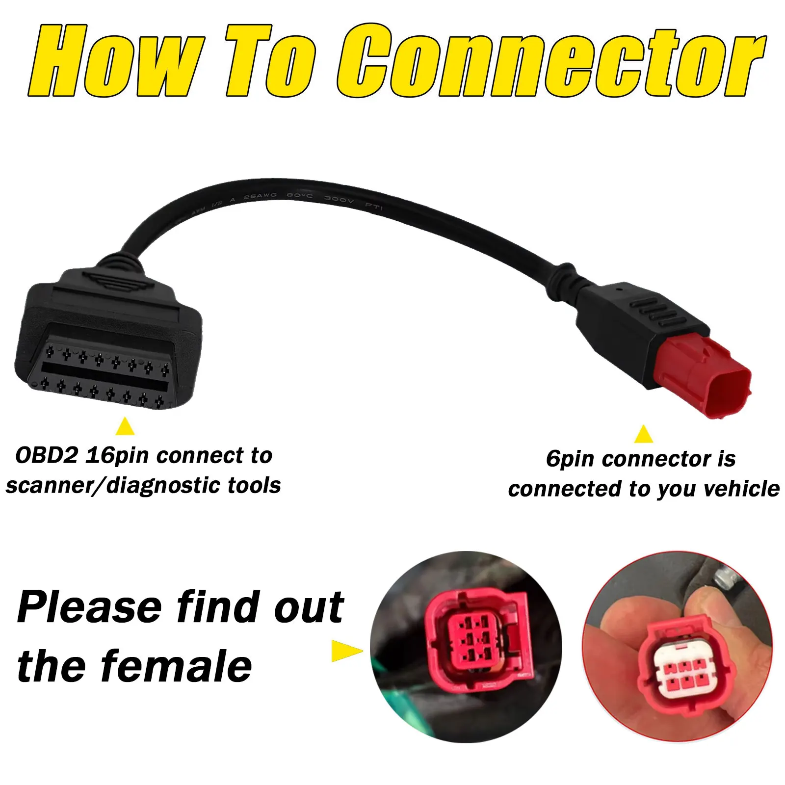 For HONDA 4/6 Pin Motorcycle OBD2 Connector Cable for Benelli/Suzuki/KTM/MOTO GUZZI/Vespa/Yamaha/Piaggio OBD2 Diagnostic Cable thumbnail 6