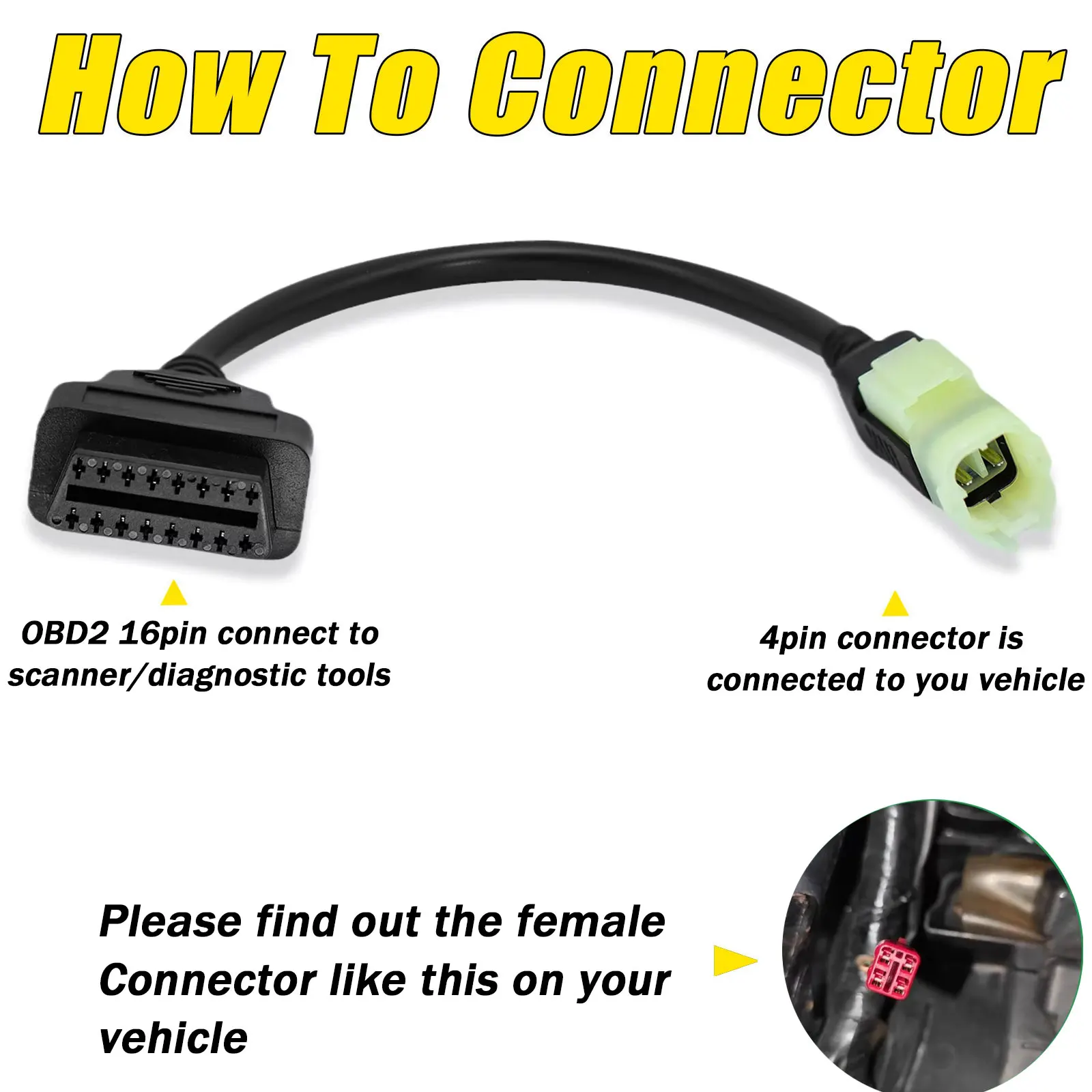 For HONDA 4/6 Pin Motorcycle OBD2 Connector Cable for Benelli/Suzuki/KTM/MOTO GUZZI/Vespa/Yamaha/Piaggio OBD2 Diagnostic Cable thumbnail 3