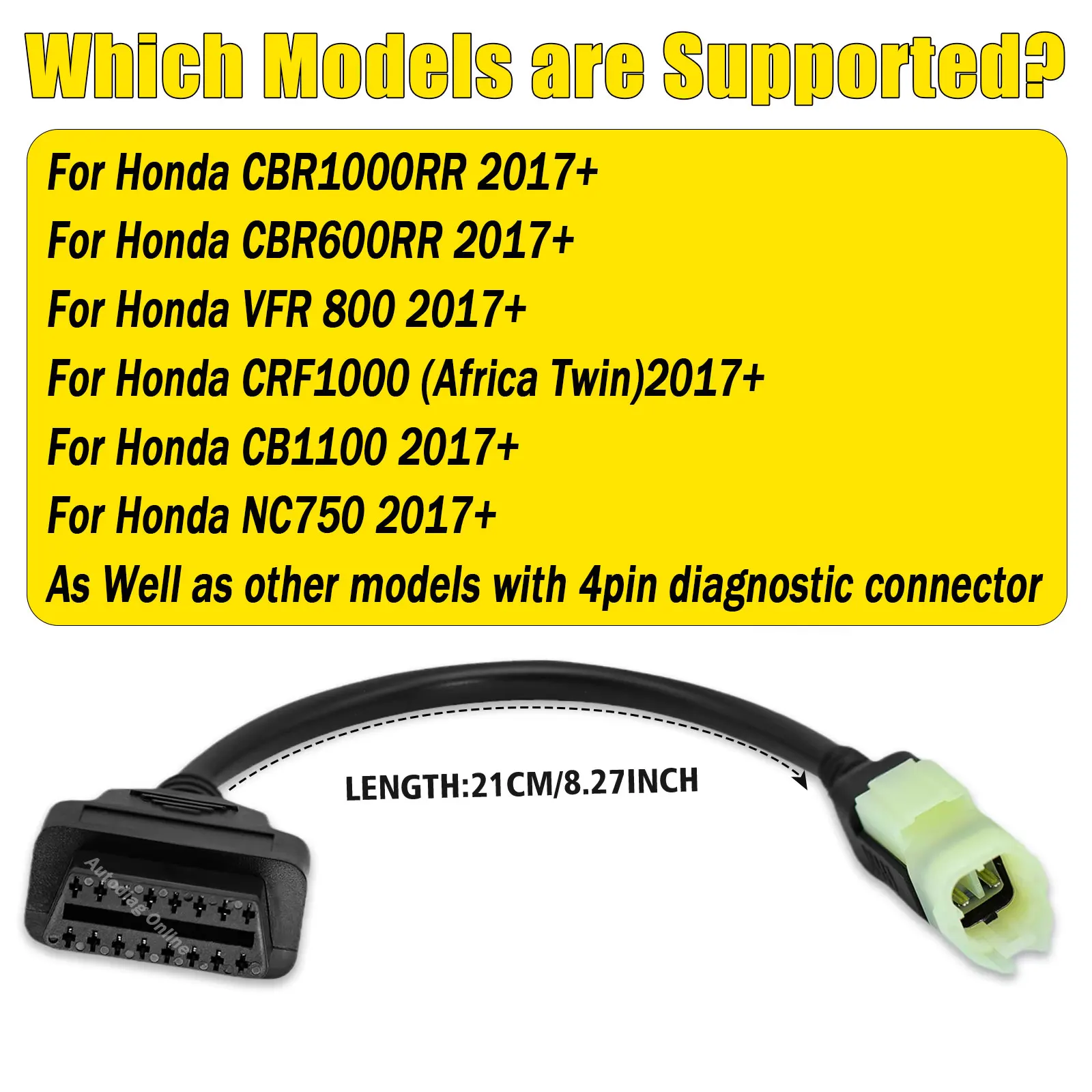 For HONDA 4/6 Pin Motorcycle OBD2 Connector Cable for Benelli/Suzuki/KTM/MOTO GUZZI/Vespa/Yamaha/Piaggio OBD2 Diagnostic Cable thumbnail 5