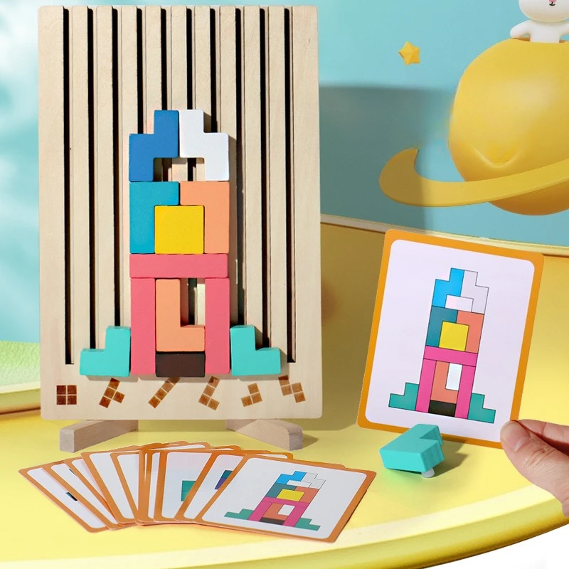 3D Wooden Puzzle, Building Blocks, Puzzle Game, Baby Logic Training Puzzle Toys, Parent-Child Interactive Games thumbnail 2