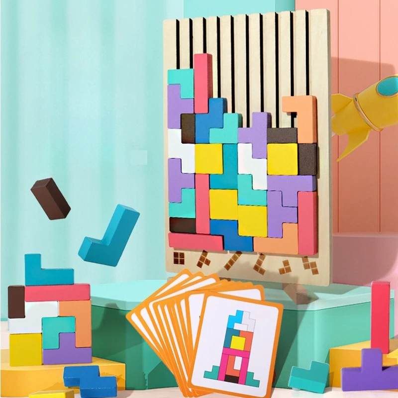 3D Wooden Puzzle, Building Blocks, Puzzle Game, Baby Logic Training Puzzle Toys, Parent-Child Interactive Games thumbnail 4
