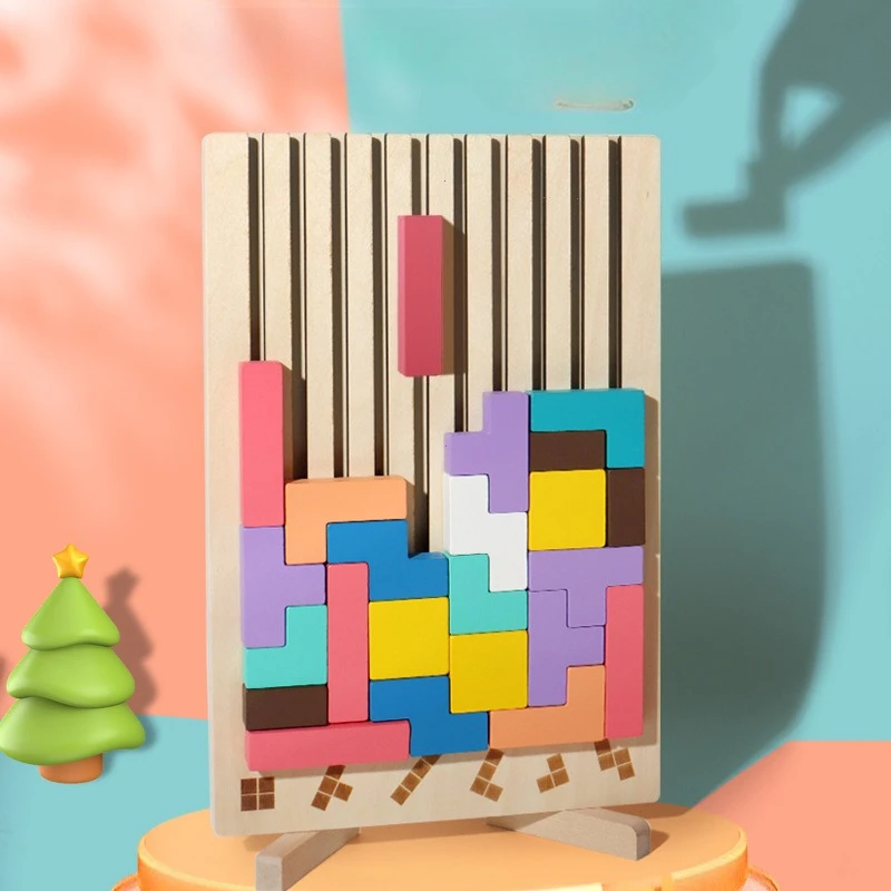 3D Wooden Puzzle, Building Blocks, Puzzle Game, Baby Logic Training Puzzle Toys, Parent-Child Interactive Games thumbnail 5