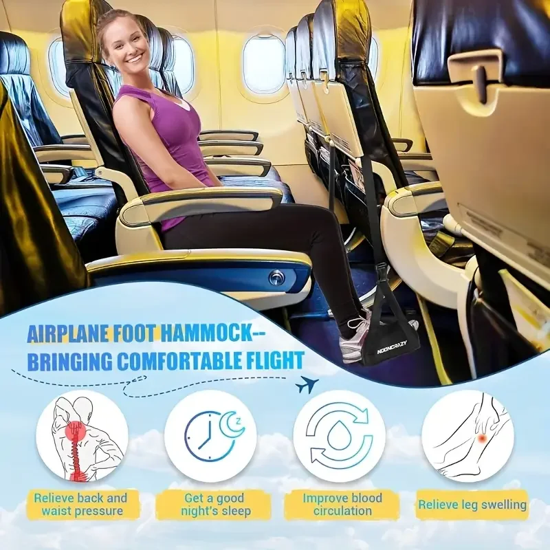 Portable Adjustable Leg Hammock with Comfortable Foot Support for Airplane Office and Car Travel Outdoor Furniture Use thumbnail 3