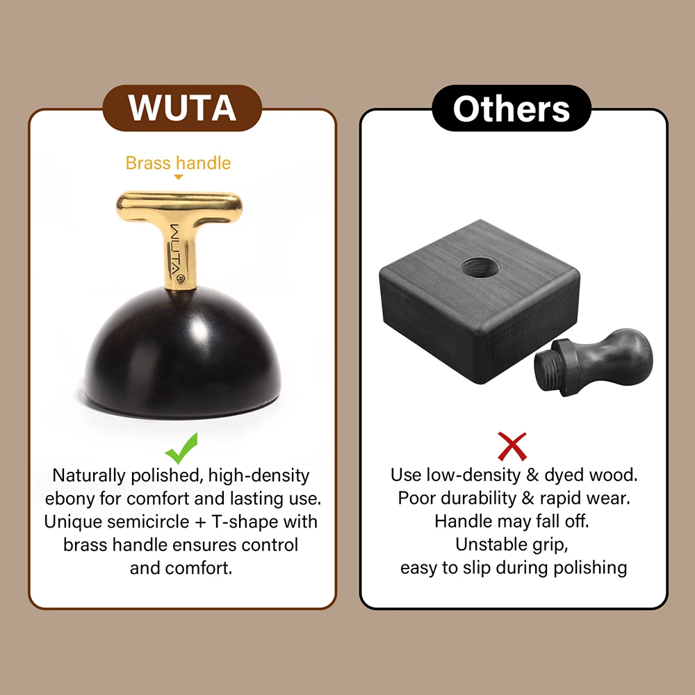 WUTA 1PC Pro Leather Edge Burnisher High Density Ebony Black Wood Slicker Upgrade Burnishing & Polishing DIY Leather Craft Tools thumbnail 5