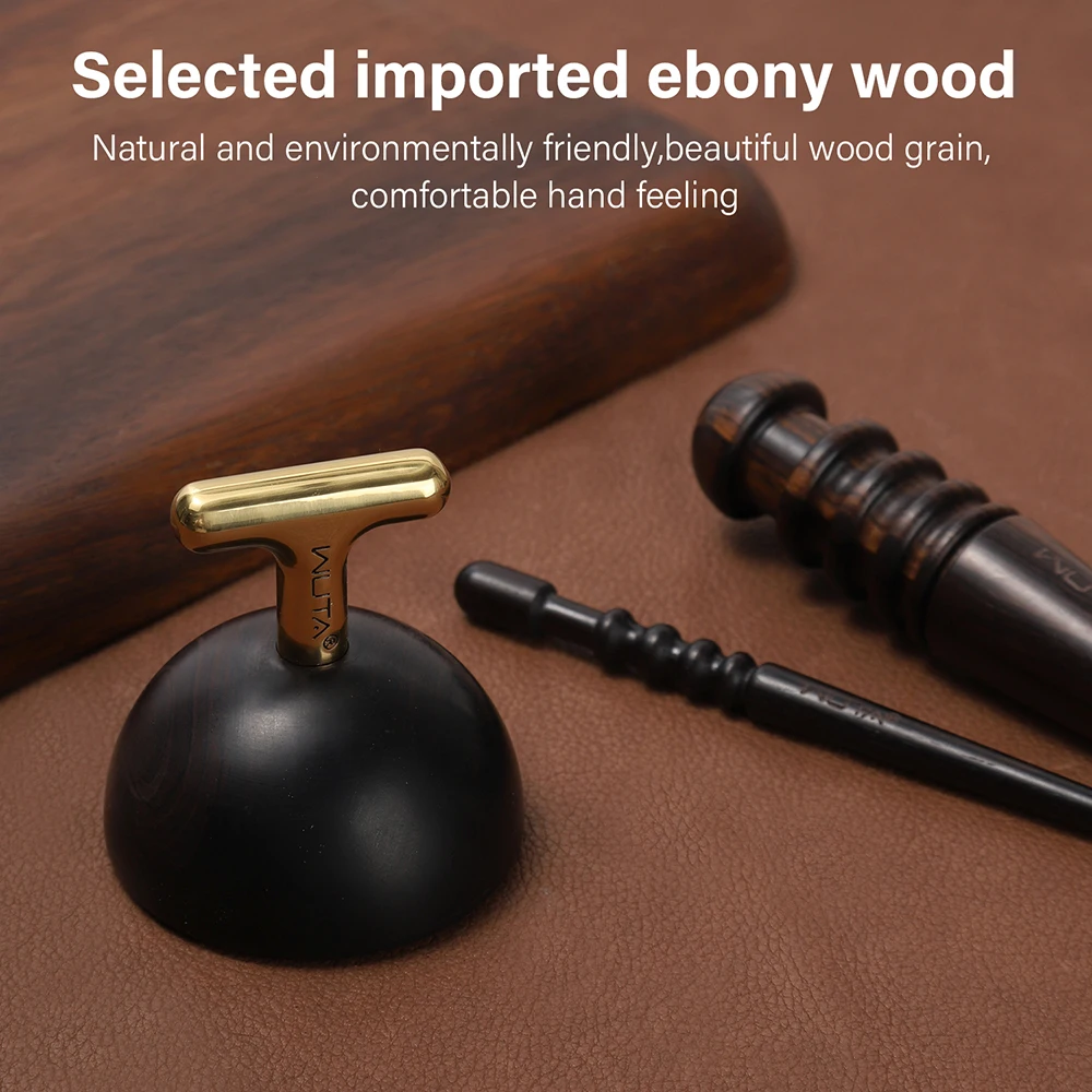 WUTA 1PC Pro Leather Edge Burnisher High Density Ebony Black Wood Slicker Upgrade Burnishing & Polishing DIY Leather Craft Tools thumbnail 3