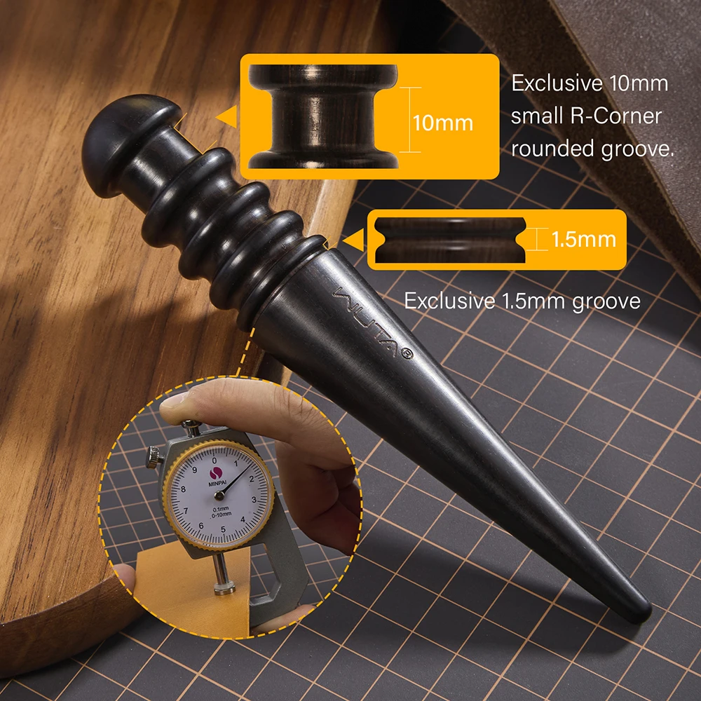 WUTA 1PC Pro Leather Edge Burnisher High Density Ebony Black Wood Slicker Upgrade Burnishing & Polishing DIY Leather Craft Tools thumbnail 6