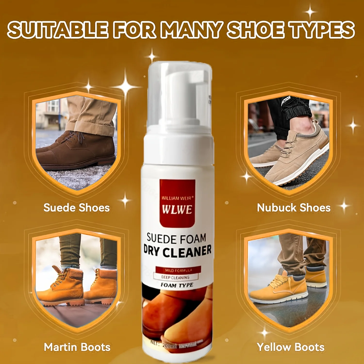 Foam Cleaner Suede And Cowhide Shoe Care Kit Residue-Free Formula For Snow Boots Knit Shoes Canvas Sneakers Sports Shoe Cleaner thumbnail 5