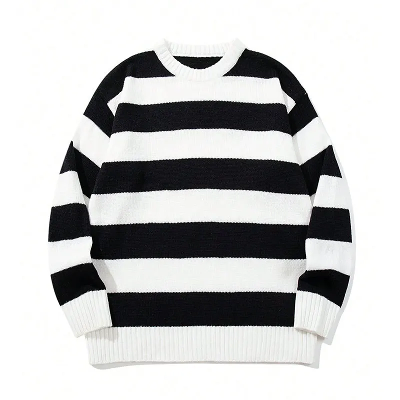 André Men's American Retro Striped Loose Long Sleeve round Neck Knitted Sweater Couple Matching Casual Polyester Fiber thumbnail 5