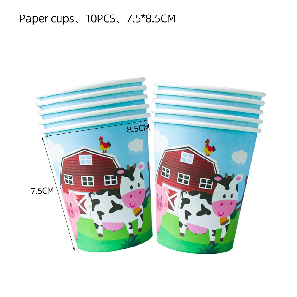 Farm Animals Theme kids birthday party supplies paper cup plate napkin tablecloth for kids baby shower decorations Gifts thumbnail 6