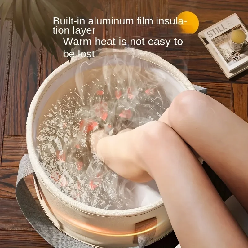 Foldable Portable Folding Foot Soak Bath Tub with Heat Preservation - Multifunctional Deep Basin, Foot Spa Bucket massagem thumbnail 3
