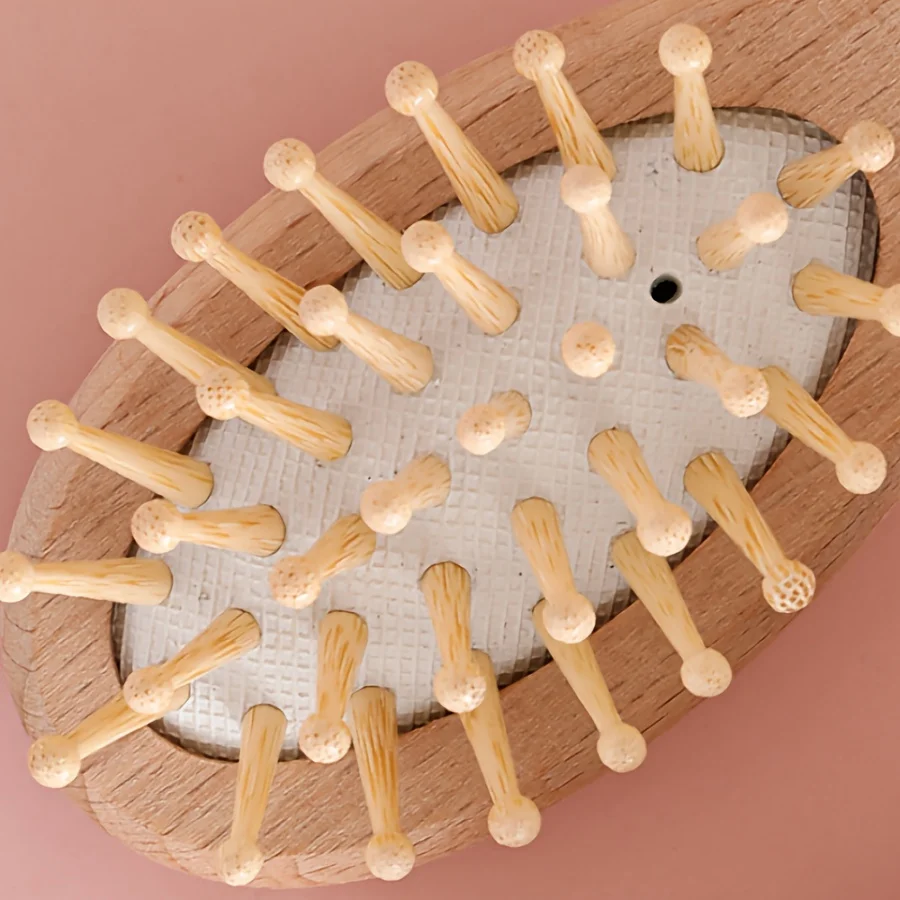 6pcs baby care set - Newborn scalp cleaning soft brush, beechwood bath massage comb, air cushion comb, nail clipper, nail cutter thumbnail 5