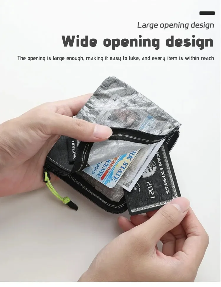 OCE GEAR Lightweight Wallet Ultra Light Waterproof Coin Purse Card Holder Durable Small Zipper Pouch Outdoor Camping Travel Gear thumbnail 6
