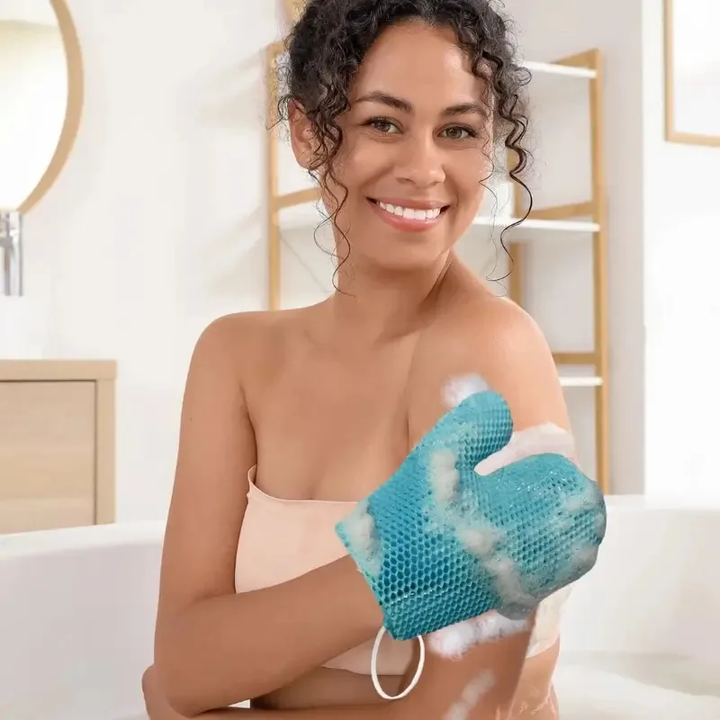New Honeycomb TPU Exfoliating Shower Glove - Quick-Drying Body Scrubber Sponge for Bathroom thumbnail 4