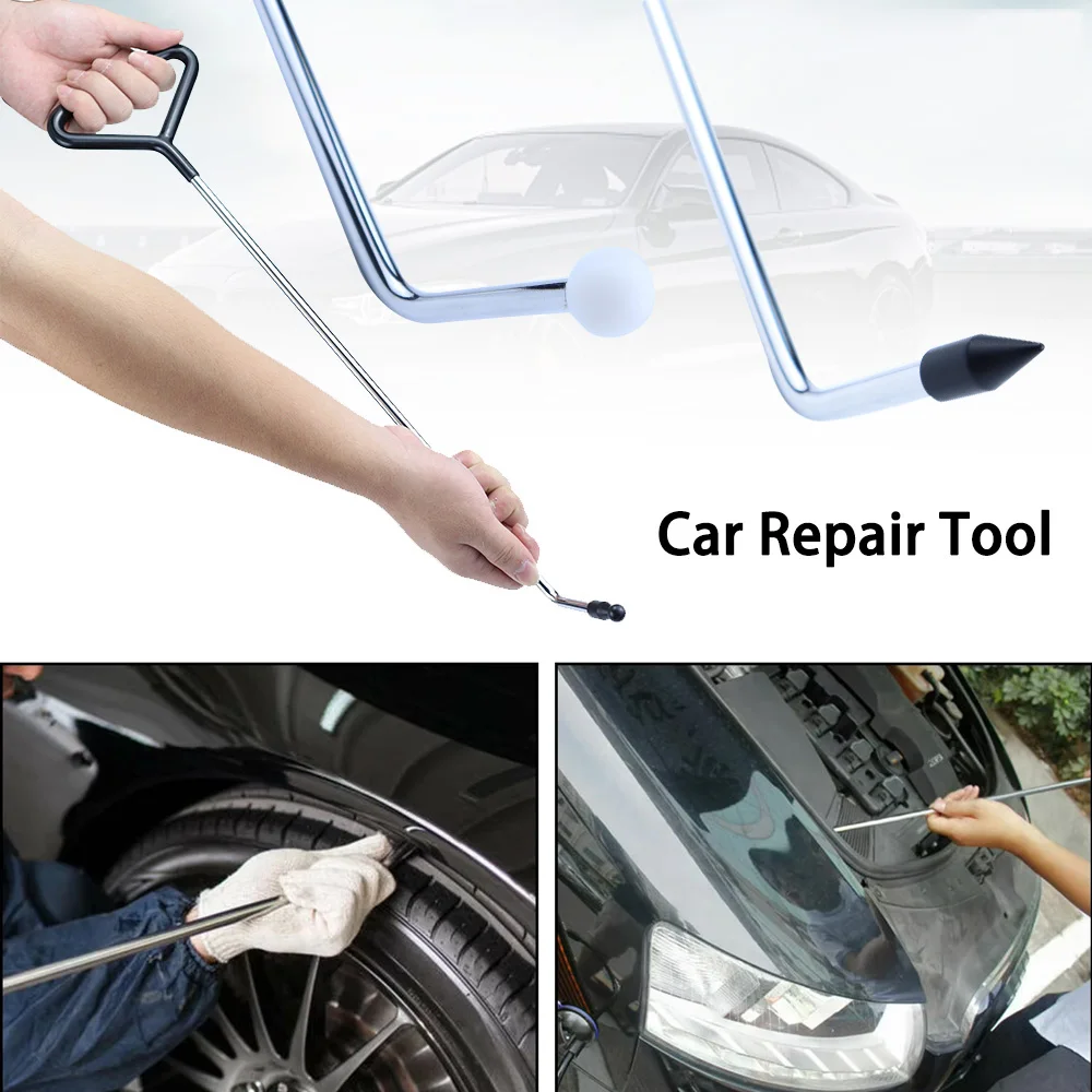 Car Dent Repair Head Replacement Hooks Stainless Steel Push Rods Removal Crowbar Kit for car Body dents and Hail Damage Removal thumbnail 6