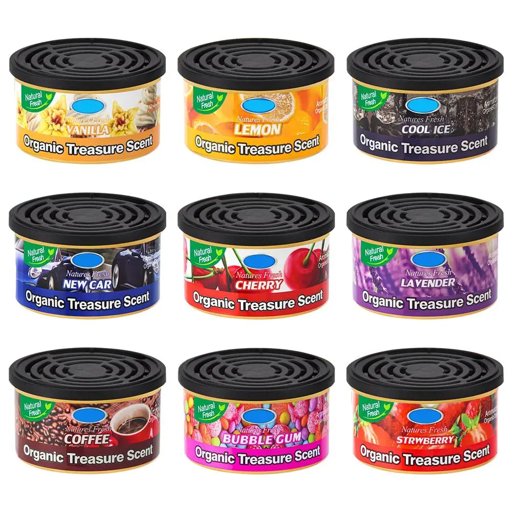 Car Flavoring Perfume Wood Blocks Lavender Bubble Gum Cherry Flavor Cans For Car Interior Odor Removal Air Freshener Supplies thumbnail 6