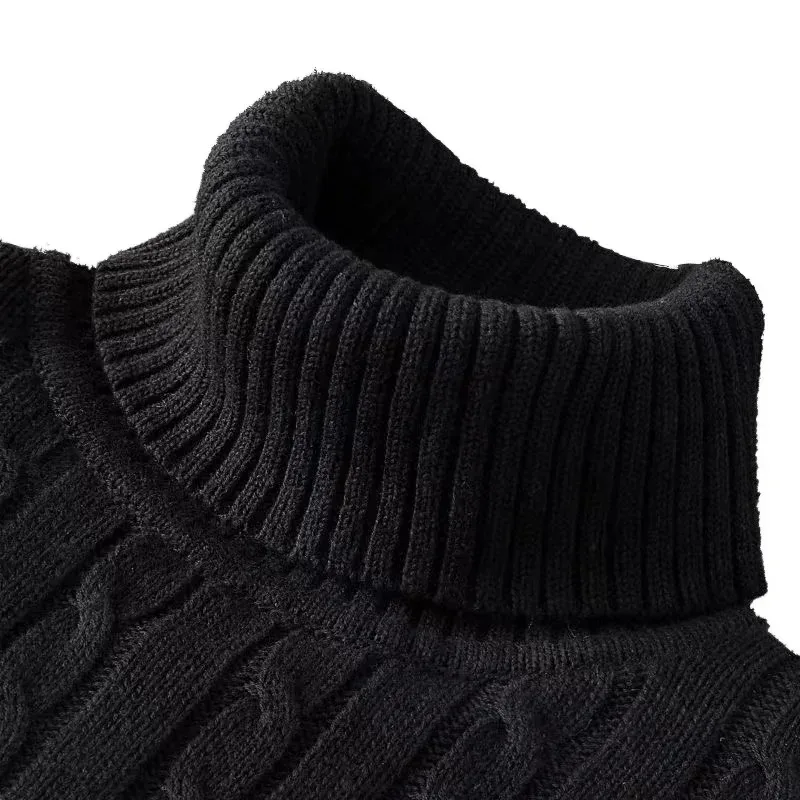 Outdoor Men's Long Sleeve Knitted Sweaters Slim Fit Turtleneck Sweater Casual Pullover Sweater Winter Basic Heavyweight Top thumbnail 2