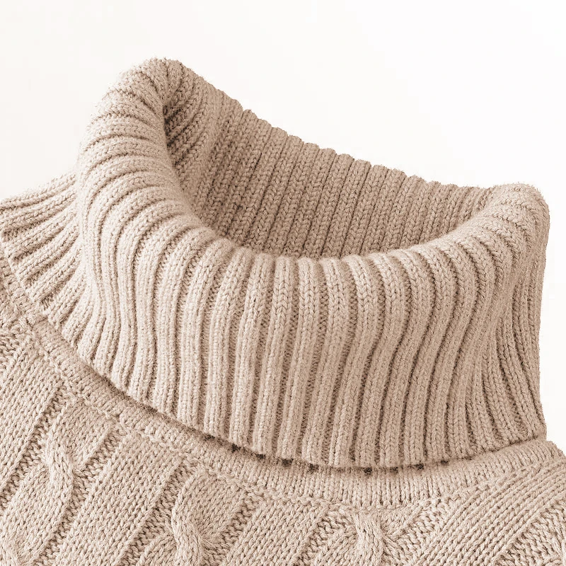 Outdoor Men's Long Sleeve Knitted Sweaters Slim Fit Turtleneck Sweater Casual Pullover Sweater Winter Basic Heavyweight Top thumbnail 3