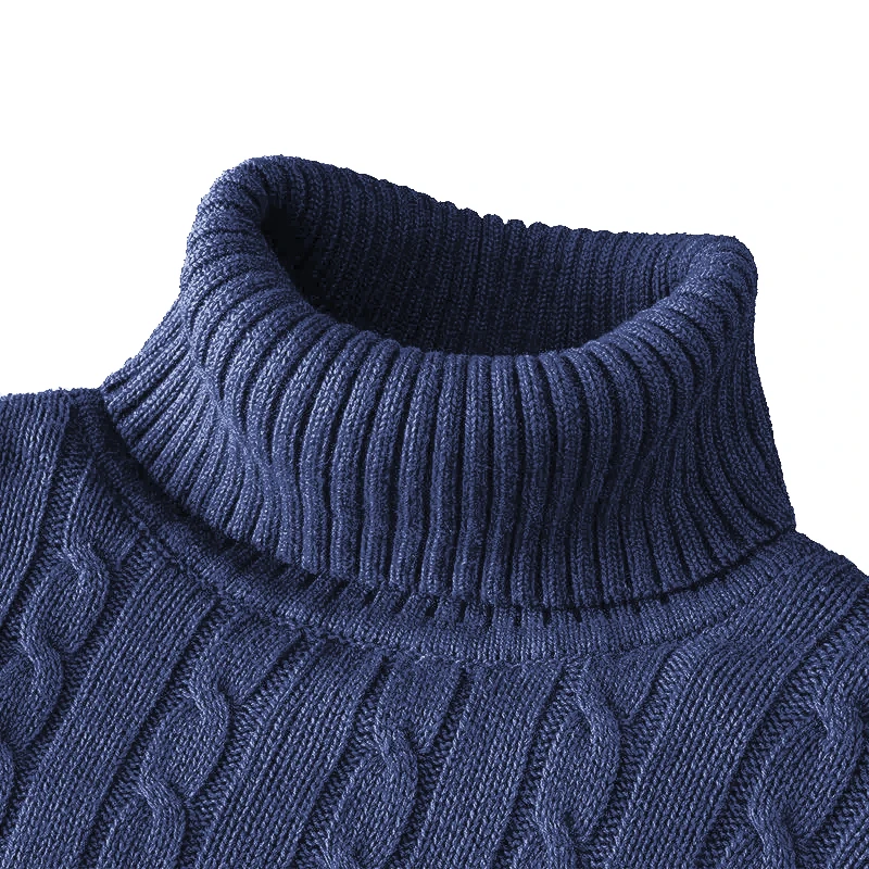 Outdoor Men's Long Sleeve Knitted Sweaters Slim Fit Turtleneck Sweater Casual Pullover Sweater Winter Basic Heavyweight Top thumbnail 4