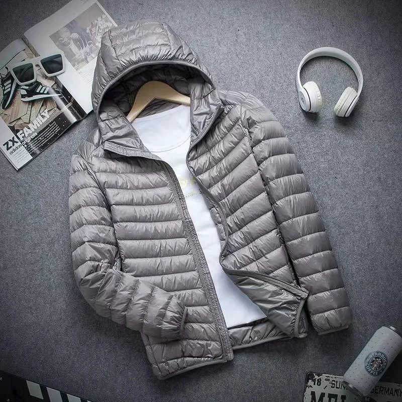 0-10℃ Men's Winter Jacket Ultra Light Duck Down Jackets Portable Hooded Puffer Feather Thin Parkas Windproof Outerwear Coat 5XL thumbnail 4