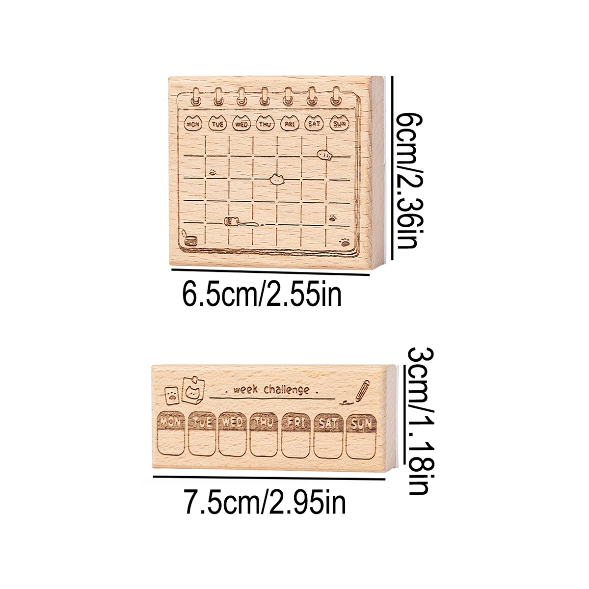 1 pc Creative Animal Wooden Calendar Stamp, suitable for notebooks and planners, stylish and exquisite office and study supplies thumbnail 2