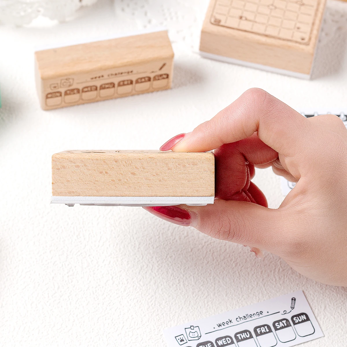 1 pc Creative Animal Wooden Calendar Stamp, suitable for notebooks and planners, stylish and exquisite office and study supplies thumbnail 4