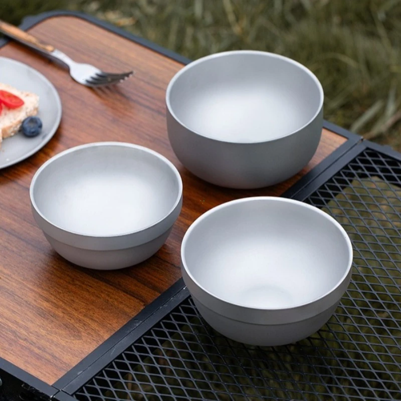 Titanium Camping Bowl Ultralight Double Wall Anti Scald Heat Insulation 350/500ml Portable Soup Salad Bowls for Outdoor Camping thumbnail 3