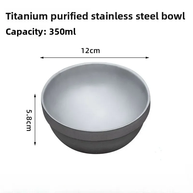 Titanium Camping Bowl Ultralight Double Wall Anti Scald Heat Insulation 350/500ml Portable Soup Salad Bowls for Outdoor Camping thumbnail 4
