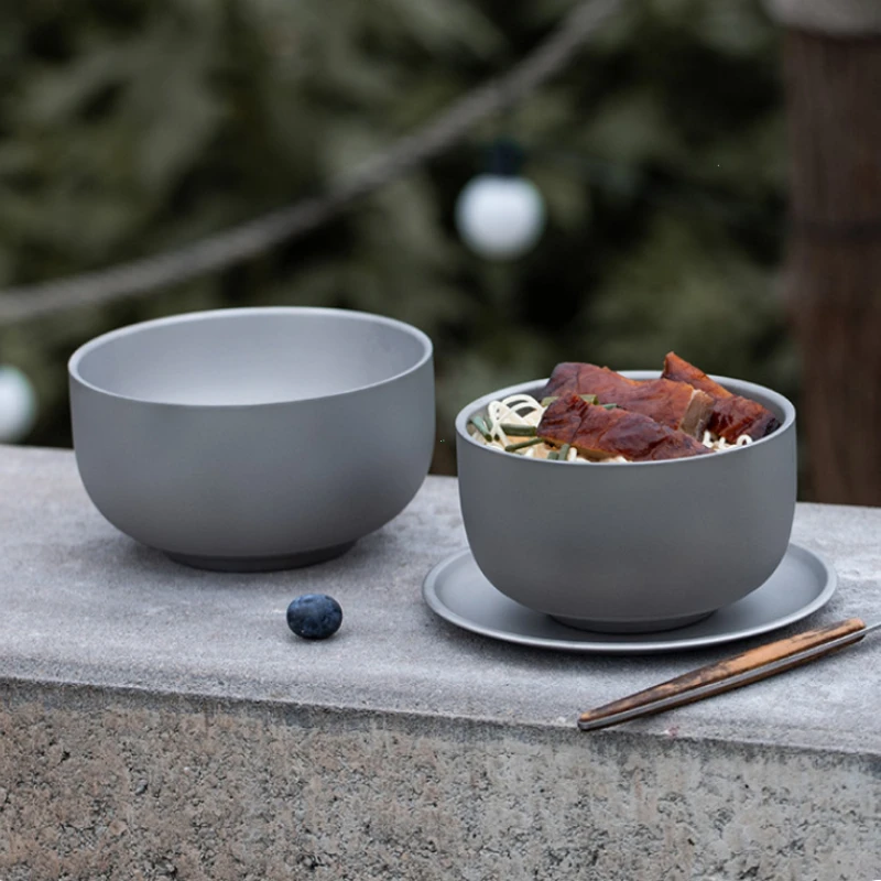 Titanium Camping Bowl Ultralight Double Wall Anti Scald Heat Insulation 350/500ml Portable Soup Salad Bowls for Outdoor Camping thumbnail 5