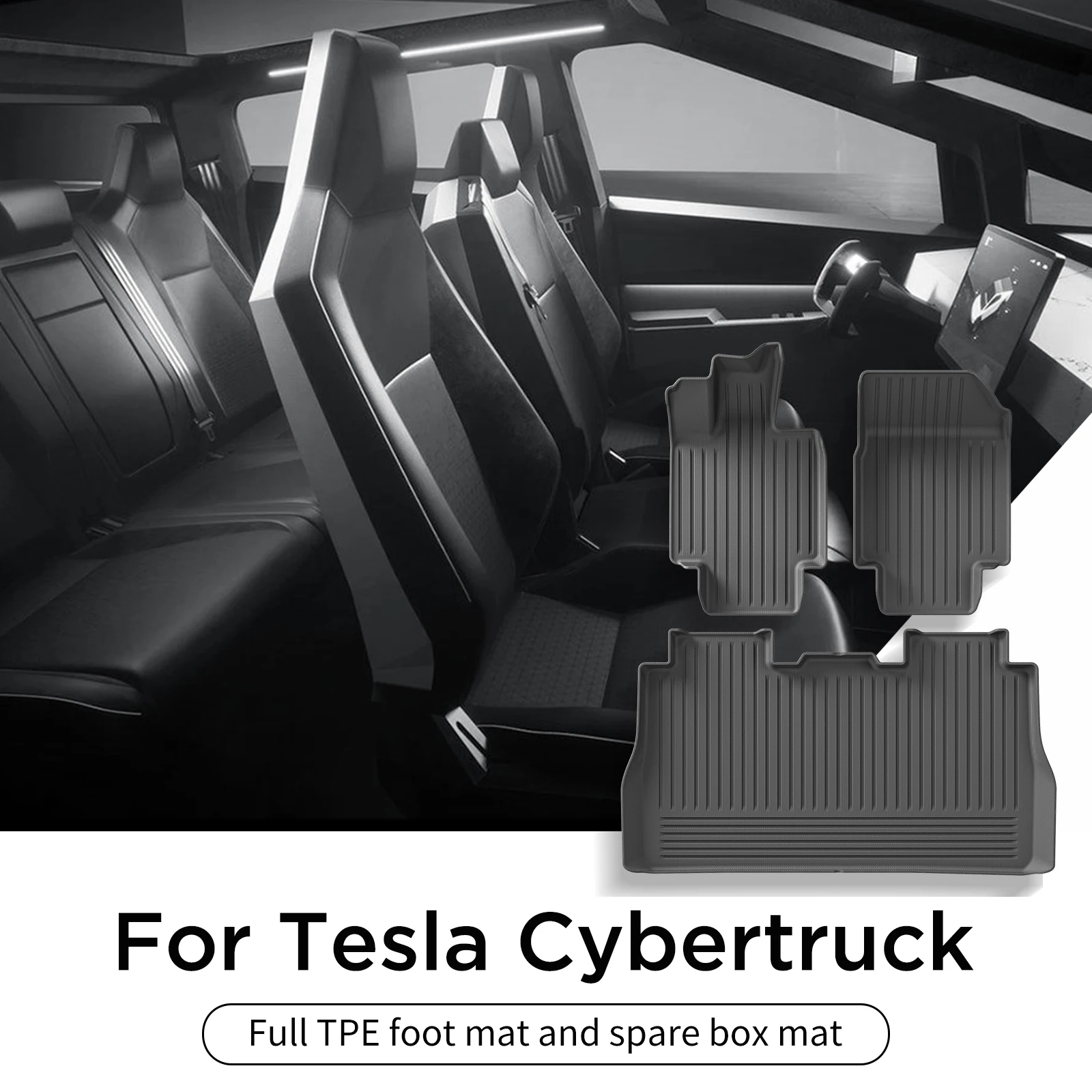 For Tesla Cybertruck Floor Mat TPE Waterproof Non-Slip Foot Pad Cargo Liner Car Protective Mat Pickup Truck Accessories thumbnail 2