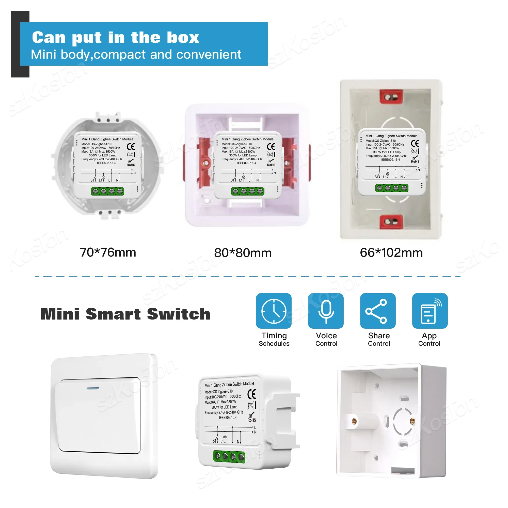 Tuya Smart Zigbee Mini Light DIY Switch Module 2 Way Control Smart Home Relay Breaker Works With Alexa Google Home 1/2/3 Gang thumbnail 3