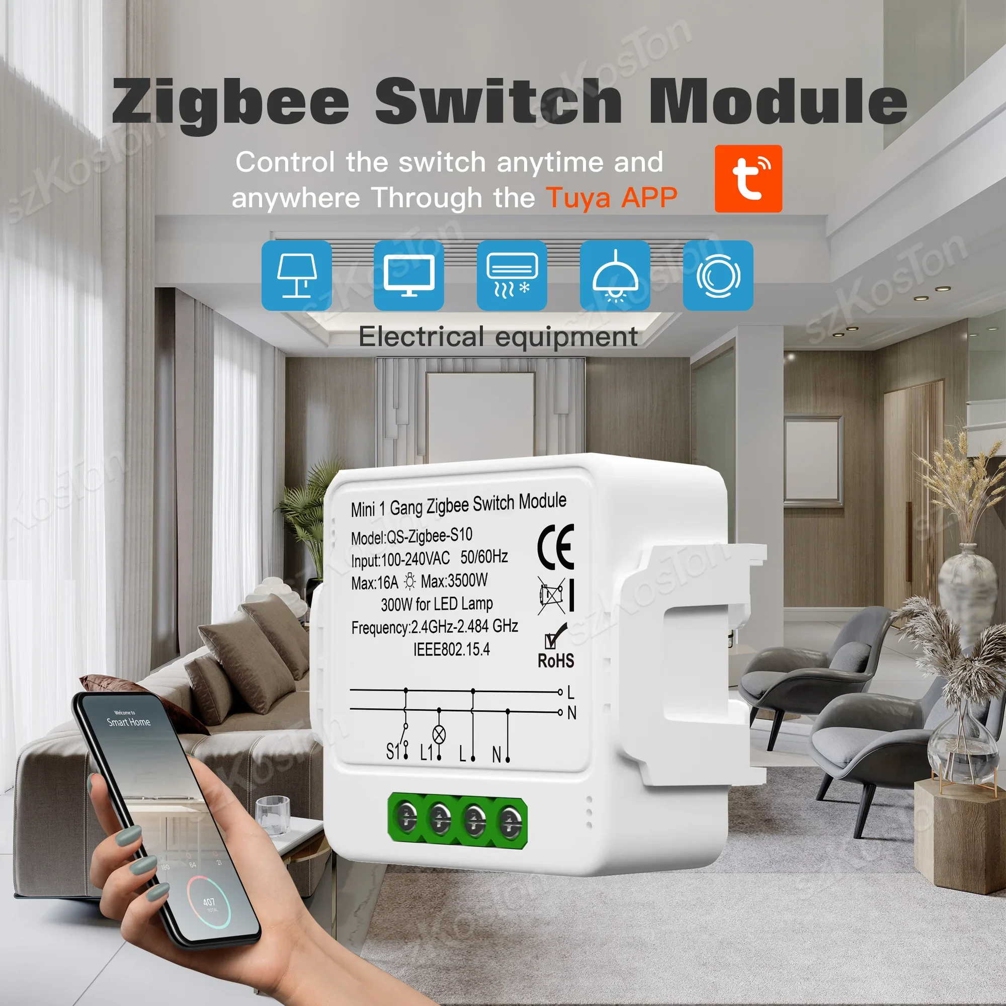 Tuya Smart Zigbee Mini Light DIY Switch Module 2 Way Control Smart Home Relay Breaker Works With Alexa Google Home 1/2/3 Gang thumbnail 2
