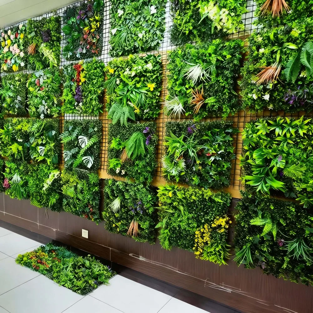 Artificial Plants Wall Fake Green Grass Backdrop Wall Panel Boxwood Hedge Outdoor Home Garden Vertical Decoration Wedding Decor thumbnail 2