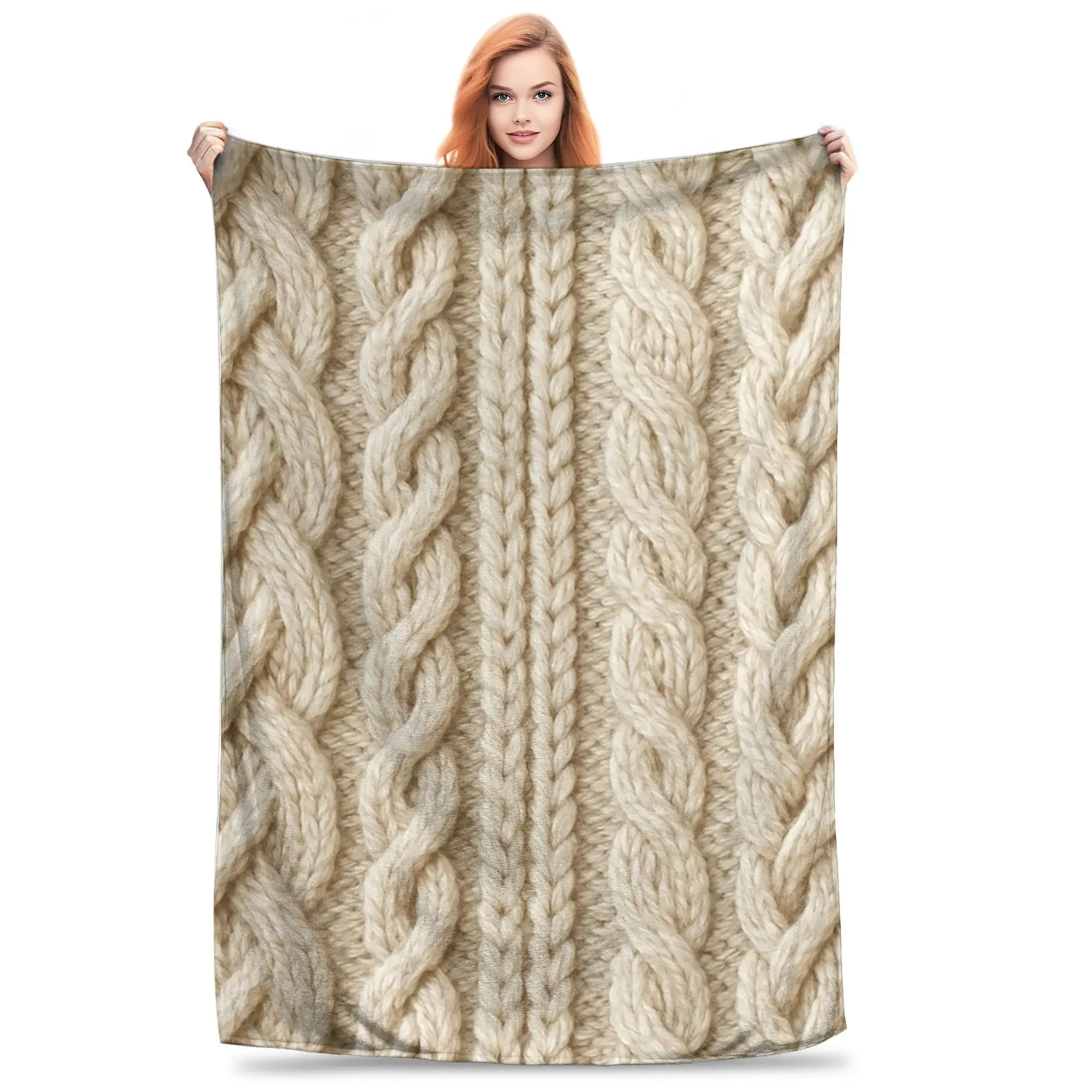 Classical Chaos Cable knit Blankets Lightweight Flannel Sofa Throw Blanket for Home Bedroom Outdoor Throws Bedspread Quilt