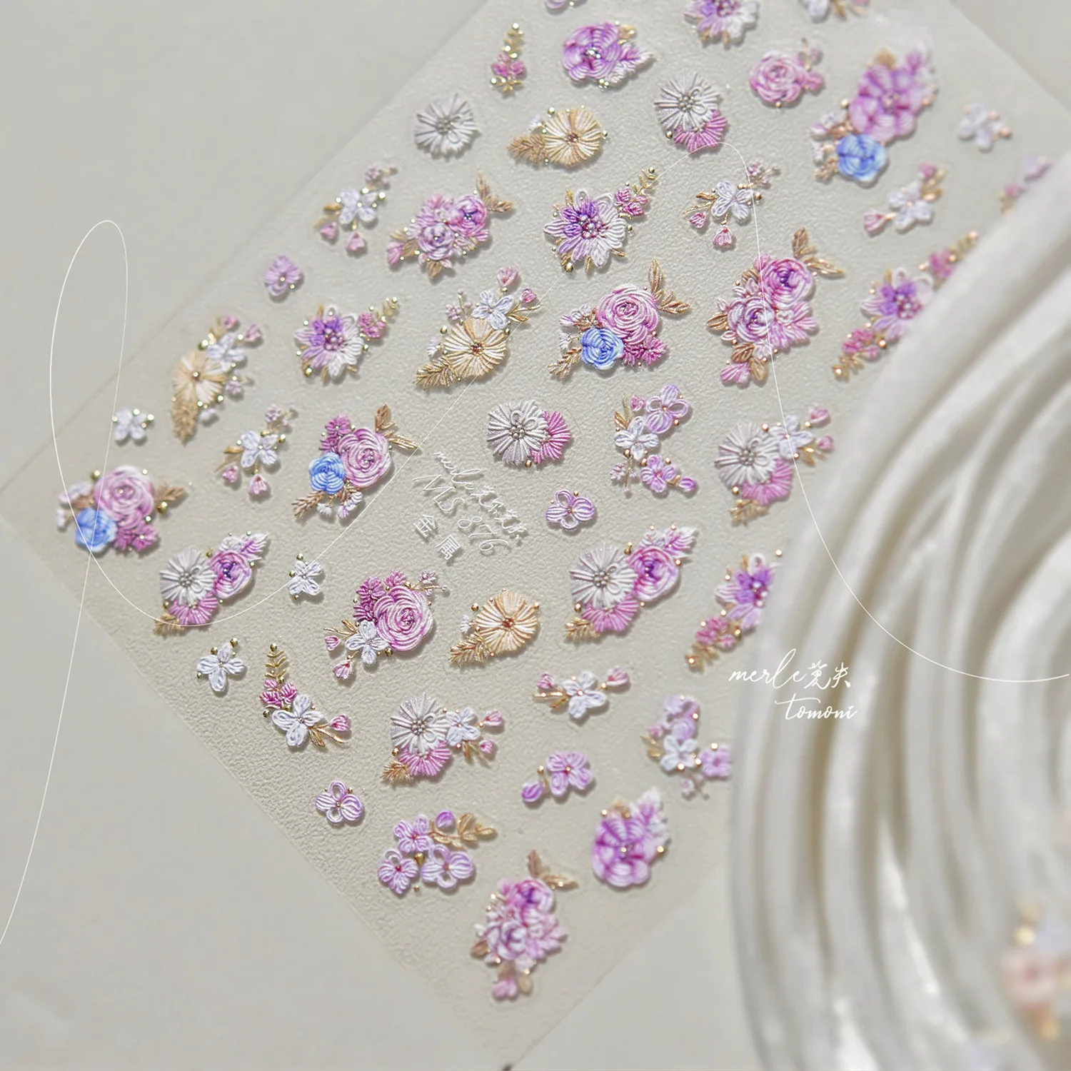 Metal Nail Stickers Exquisite Embroidered Rose Nails Art Accessories Sticker Trendy Flowers Back Glue Manicure Decoration Decals thumbnail 5
