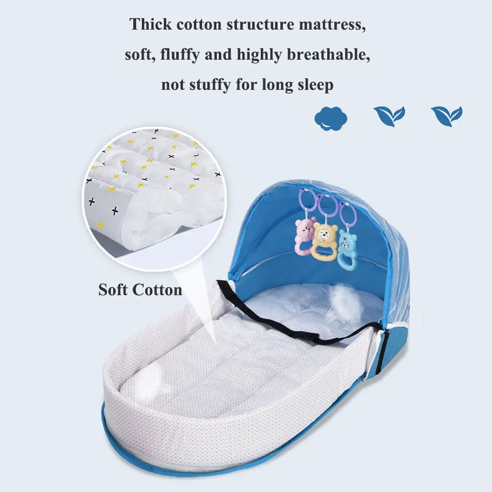 Portable Travel Baby Crib Foldable Baby Cot Nest Multi-function Baby Bed with Protection Mosquito Net Cradle for Newborns Crib thumbnail 5